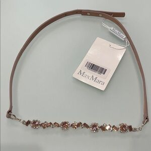 MaxMara Tan and Gold Embellished Rhinestone Women's Belt